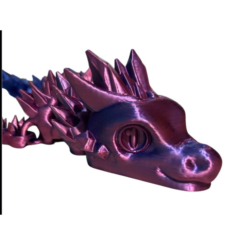 3D Printed - 8" Baby Crystal Dragon - Red / Blue - #3408-53